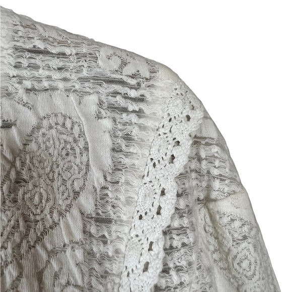 Free People White Lace Cropped Jacket Full Zipper Jacket Size Small - Picture 7 of 12